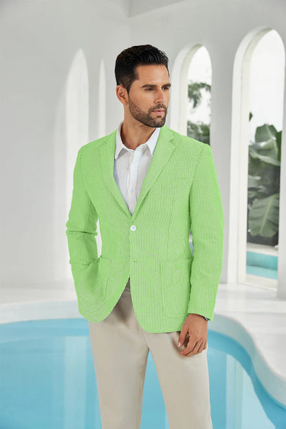 ly1111 Seersucker Striped Men's Summer Blazer