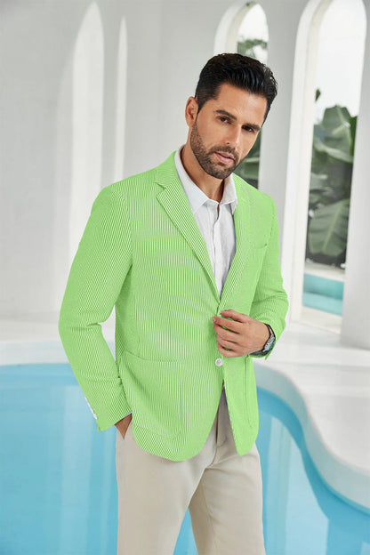 ly1111 Seersucker Striped Men's Summer Blazer