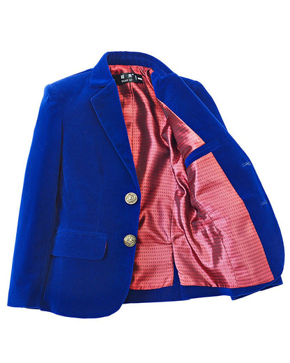 ly1751 Royal Blue Elegant Boys Single-Breasted Velvet Blazer