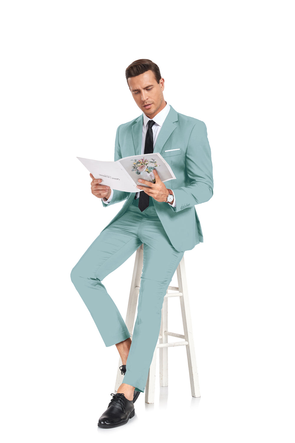 ly1194 Mint Green Two Button 2 Pieces Men's Suits Jacket+Pants