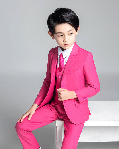 ly1684 Pink Kid Boys Formal Classic Suits Set 5 Piece Boys Suits