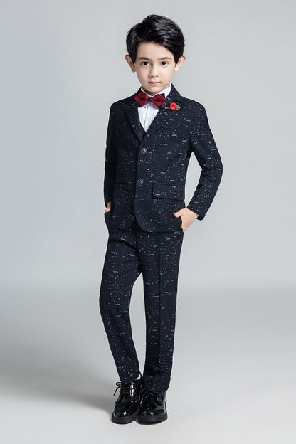 Unique Design Slim Fit Modern 5 Piece Boys Suits