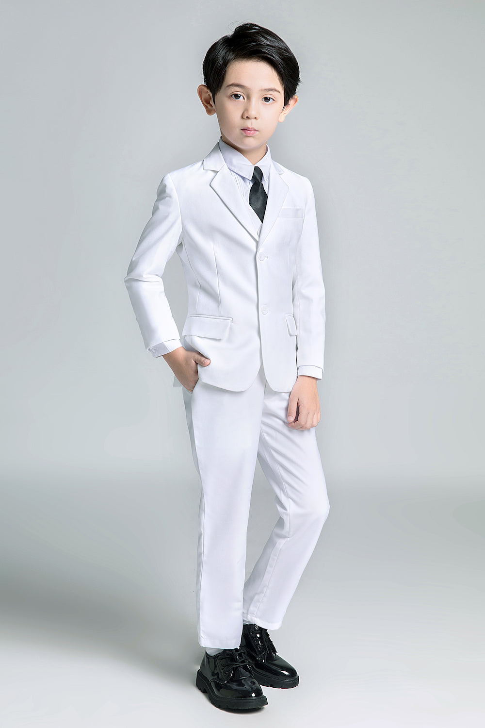 White Tuxedo 5 Piece Boys Suits