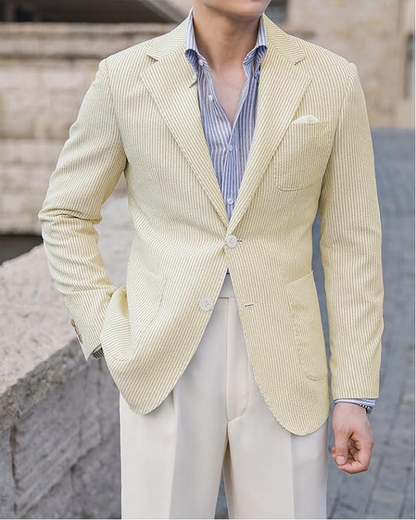 ly1132 Light Summer Seersucker Leisure Men Jacket