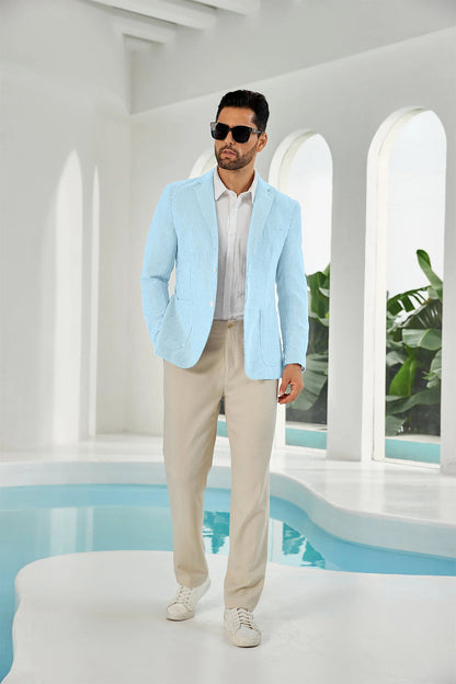 ly1111 Seersucker Striped Men's Summer Blazer