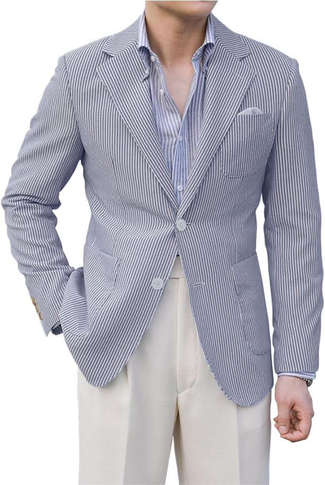 ly1132 Light Summer Seersucker Leisure Men Jacket