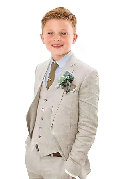 ly1120 Summer Casual Linen 3 Piece Boys Suit Jacket Vest Pant Set