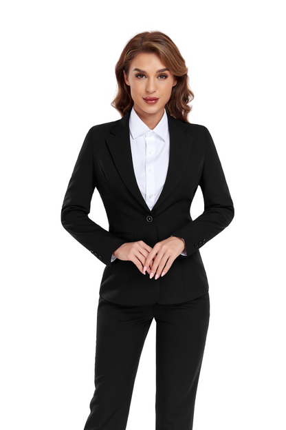 ly1384 Black Women's 2 Piece Office Work Suit Set