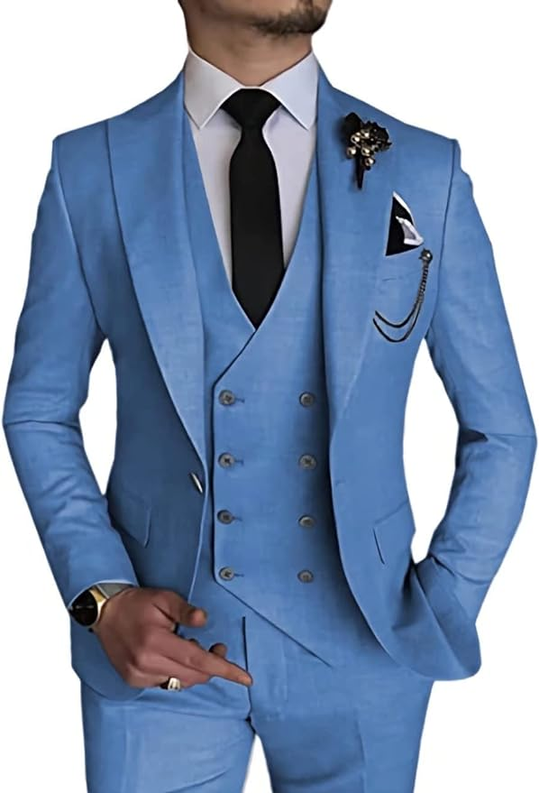 ly1170 Double Breasted Suit One Button 3 Piece Men's Suit