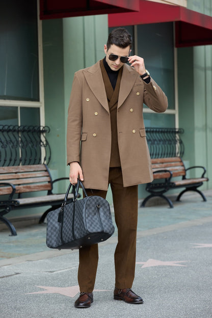 ly2764 Men's Wool Coat Winter Double Breasted Long Coat