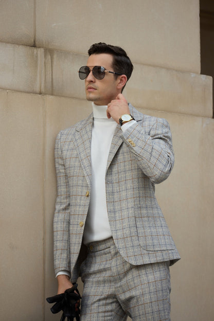 ly2793 Plaid Unique Design 2 Pieces Men's Suits