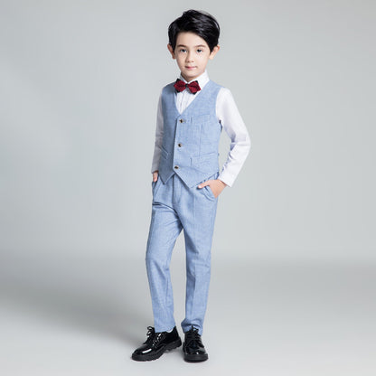 ly1232 Denim Blue Page Boy Wedding 5 Piece Boys Suits