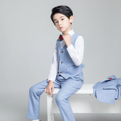 ly1232 Denim Blue Page Boy Wedding 5 Piece Boys Suits