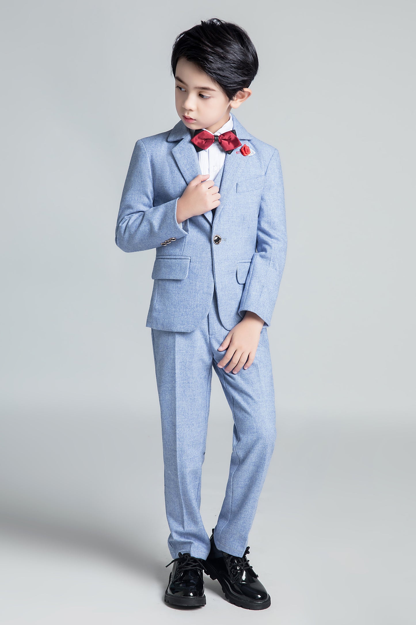 ly1232 Denim Blue Page Boy Wedding 5 Piece Boys Suits