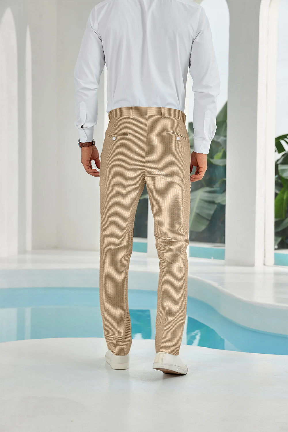 ly1112 Seersucker Striped Men's Summer Pants