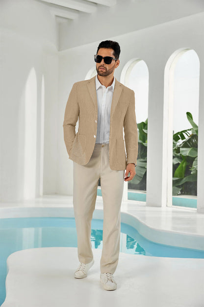 ly1111 Seersucker Striped Men's Summer Blazer