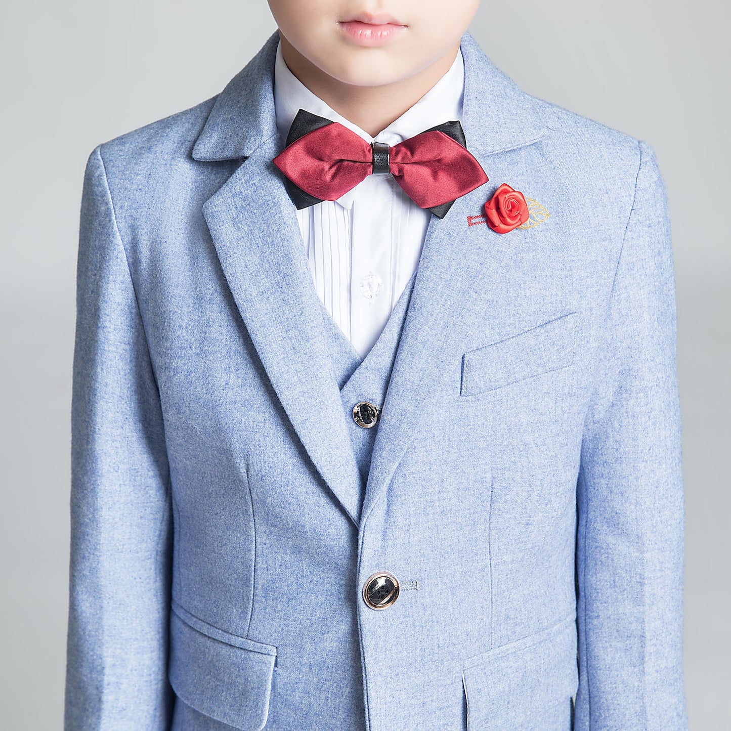 ly1232 Denim Blue Page Boy Wedding 5 Piece Boys Suits