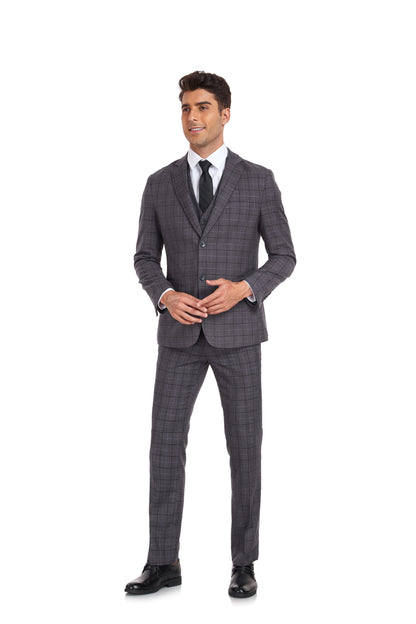 ly1302 Plaid Men's 3 Piece Slim Fit Suit Set (MORE COLORS+)