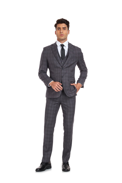 ly1302 Plaid Men's 3 Piece Slim Fit Suit Set (MORE COLORS+)