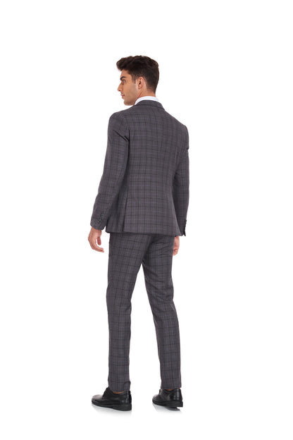 ly1351 Grey Plaid Men's 3 Piece Set for Party, Wedding and Business