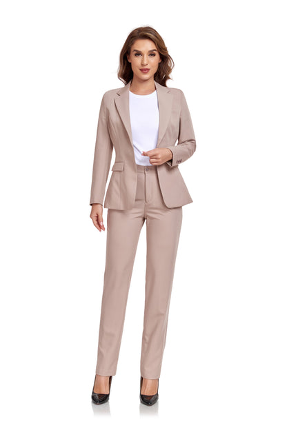 ly1383 Champagne Women's 2 Piece Office Work Suit Set