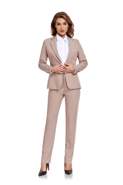 ly1383 Champagne Women's 2 Piece Office Work Suit Set