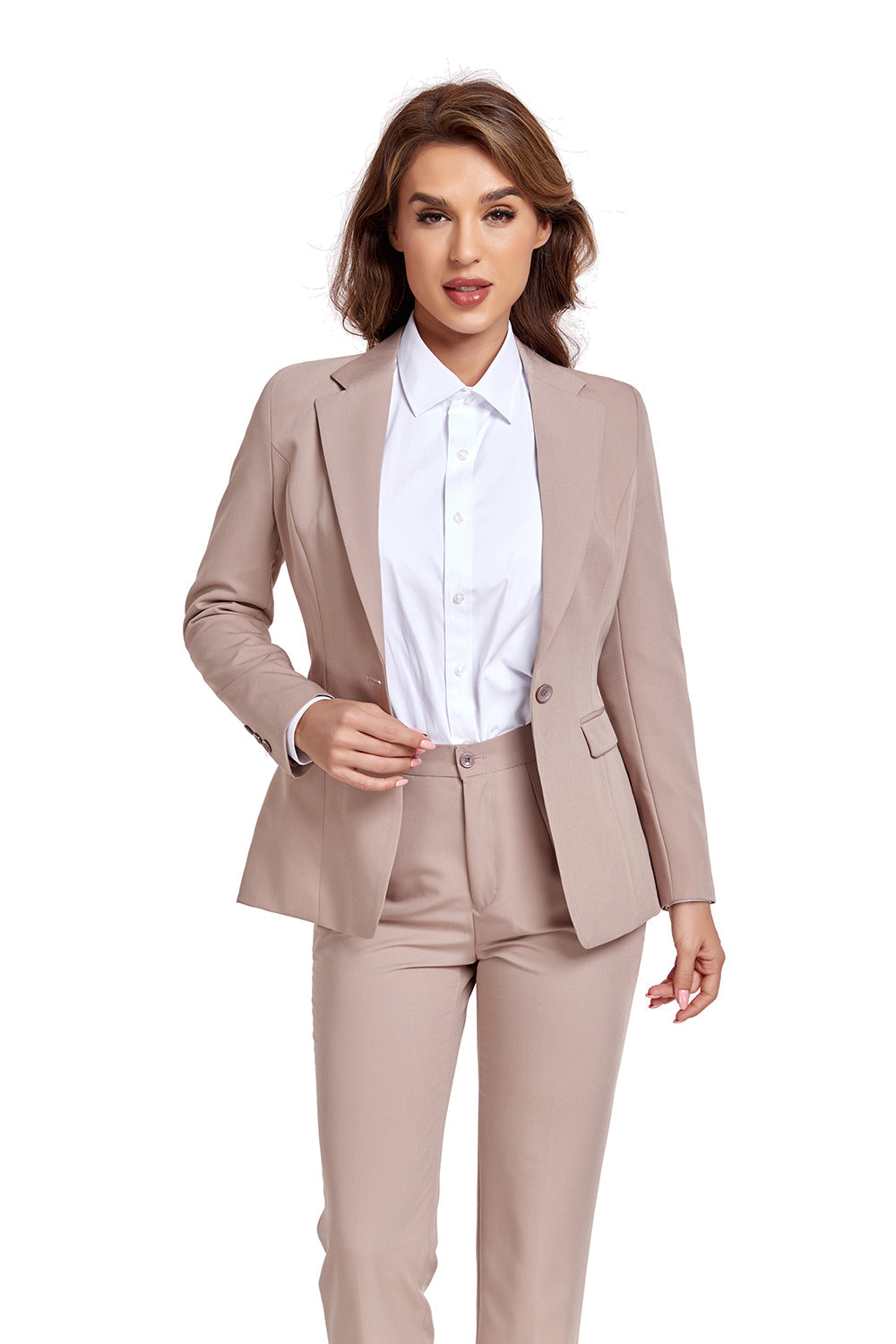 ly1383 Champagne Women's 2 Piece Office Work Suit Set