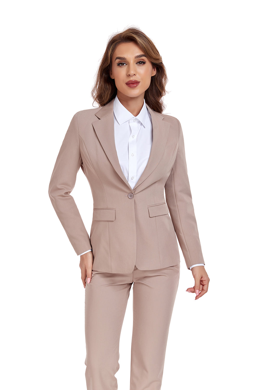 ly1383 Champagne Women's 2 Piece Office Work Suit Set