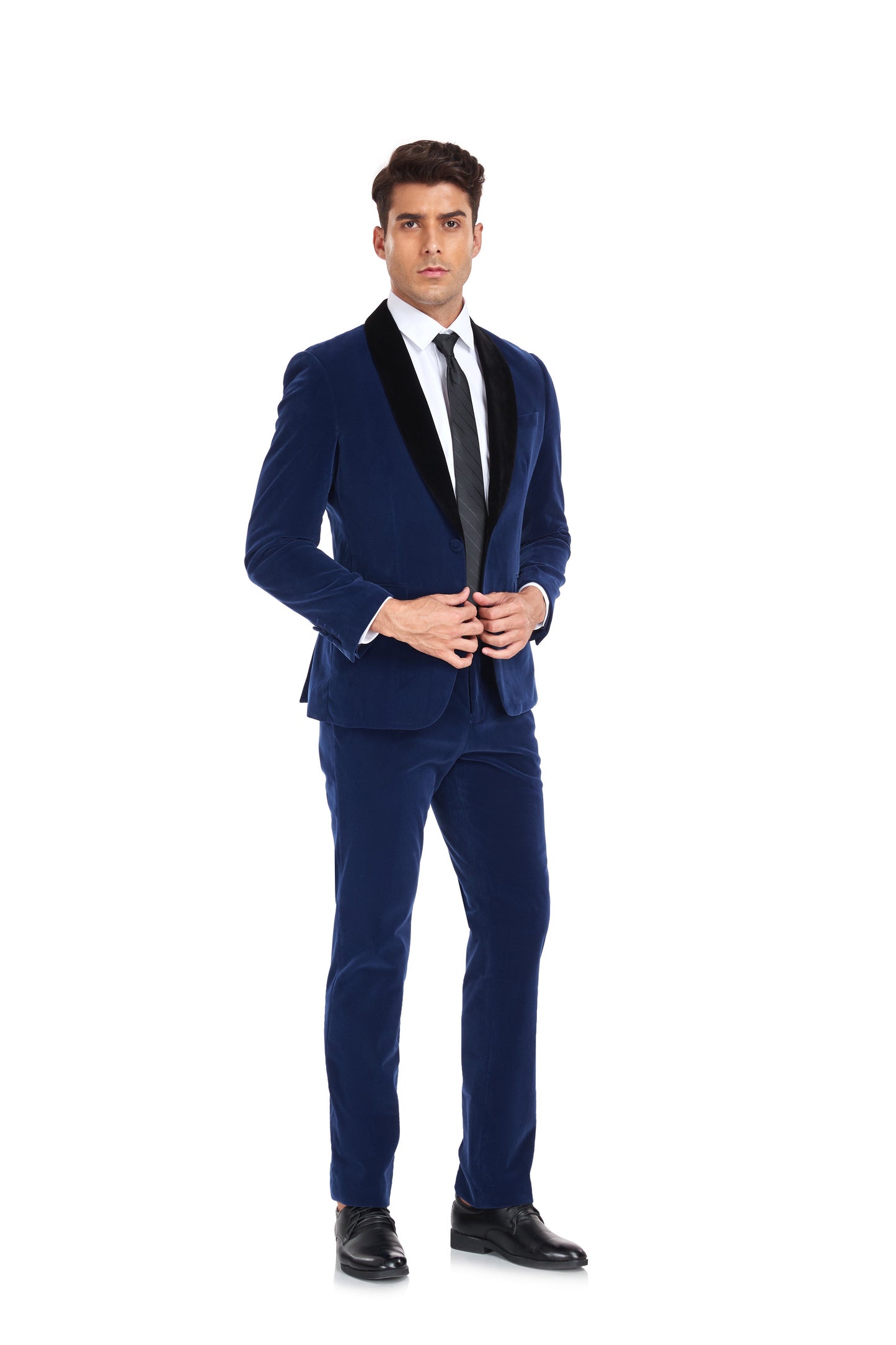 ly1349 Navy Blue Velvet 2 Piece Men's Formal Suits Tuxedos