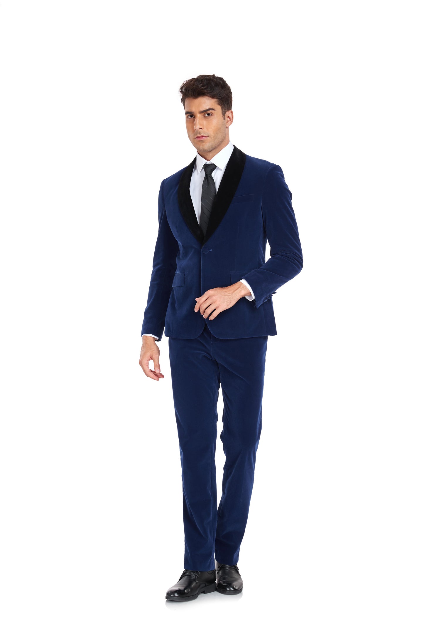 ly1349 Navy Blue Velvet 2 Piece Men's Formal Suits Tuxedos