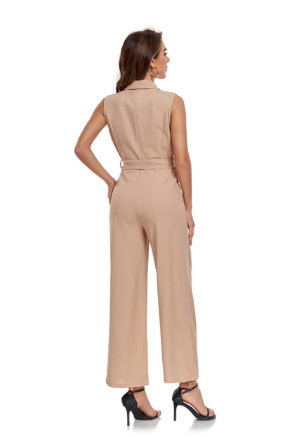 ly1381 Champagne Women’s Sleeveless High Waist Wide Leg  Romper