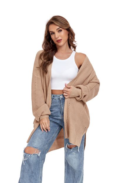 ly1395 Khaki Long Sleeve Front Cardigan