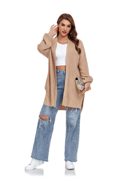 ly1395 Khaki Long Sleeve Front Cardigan