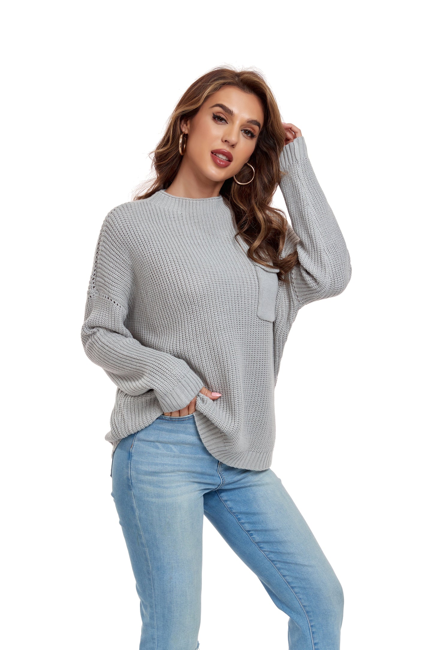 ly1389 New Women's Batwing Sleeve Turtleneck Sweater