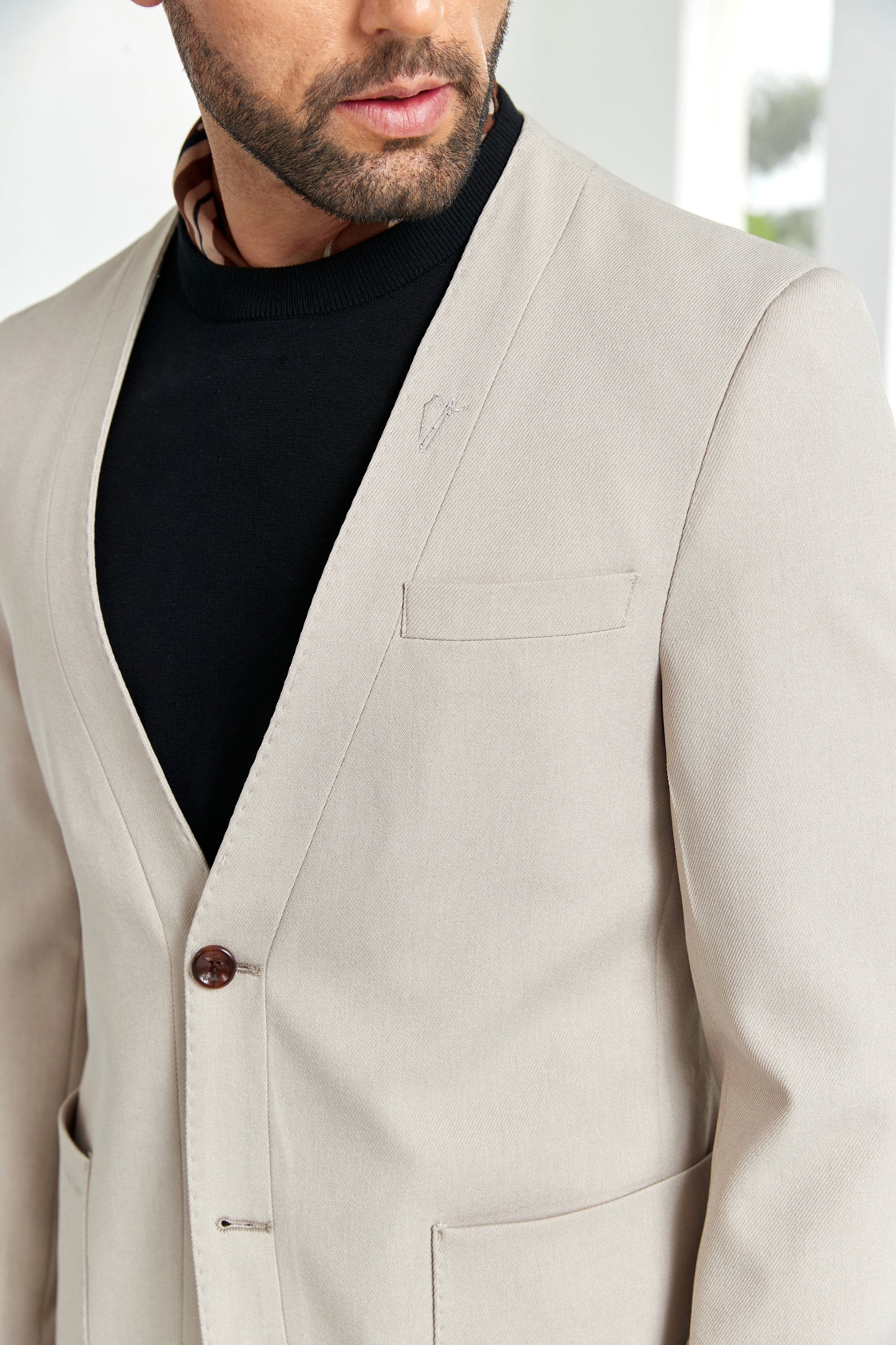 ly1055 Beige Tan Daily Men's Two Button Blazer