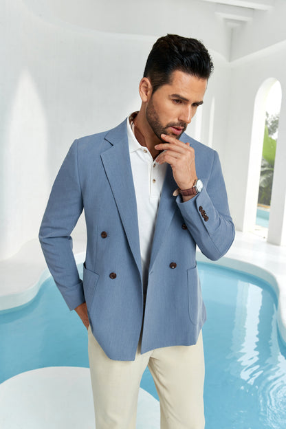 ly1097 Fashion Blue Men's Double Breasted Blazer