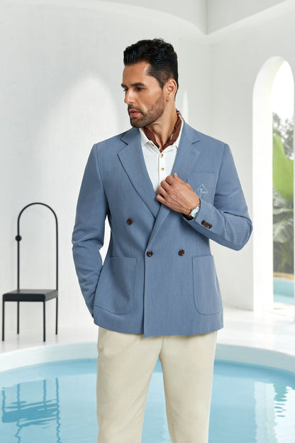 ly1097 Fashion Blue Men's Double Breasted Blazer