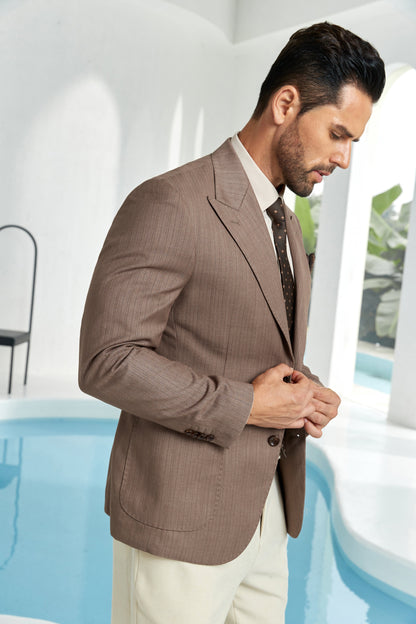 ly1099 Brown Casual Men's Two Button Blazer