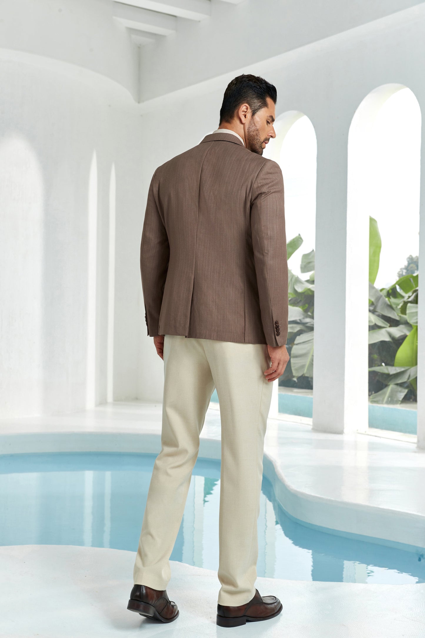 ly1099 Brown Casual Men's Two Button Blazer