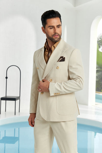 ly1082 Double Breasted 2 Pieces Men's Suits Jacket and Pants