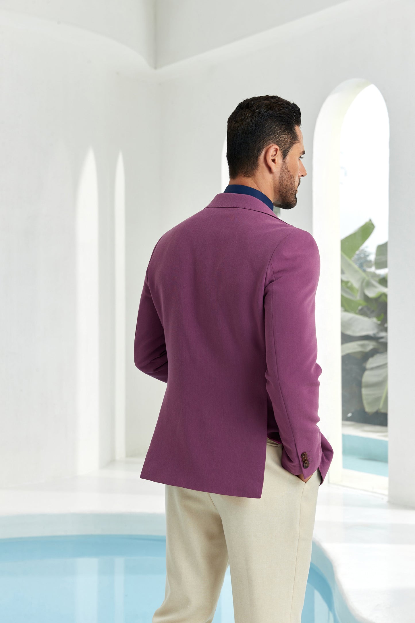 ly1088 Designer Style purple Men's One Button Blazer