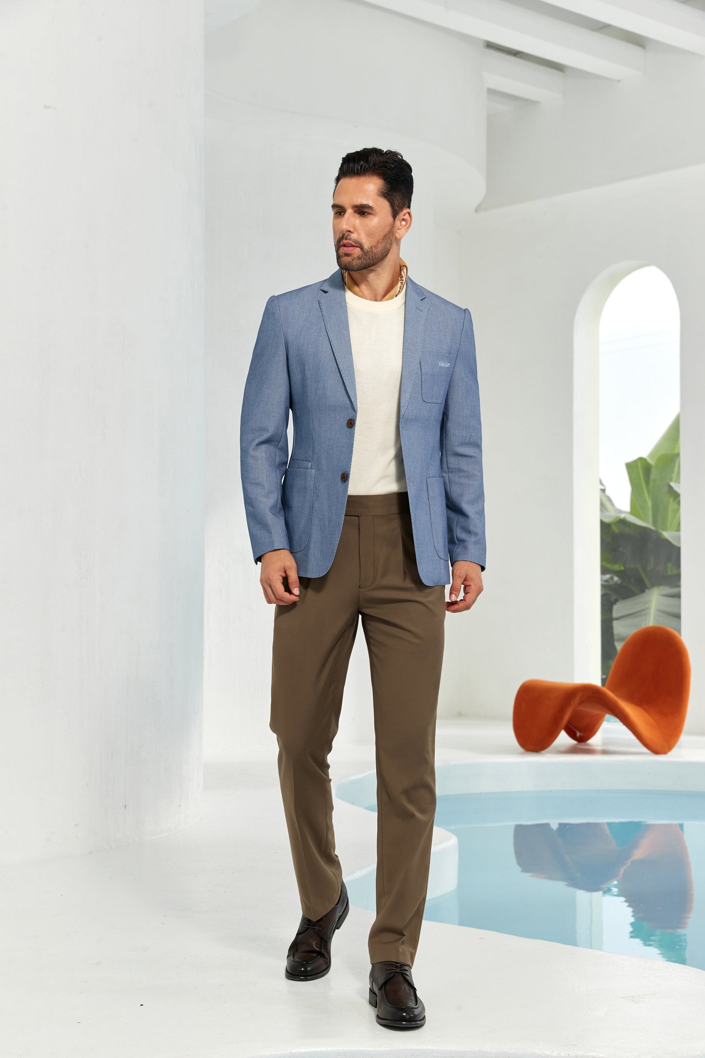 ly1091 Fashion Blue Casual Men's Two Button Blazer