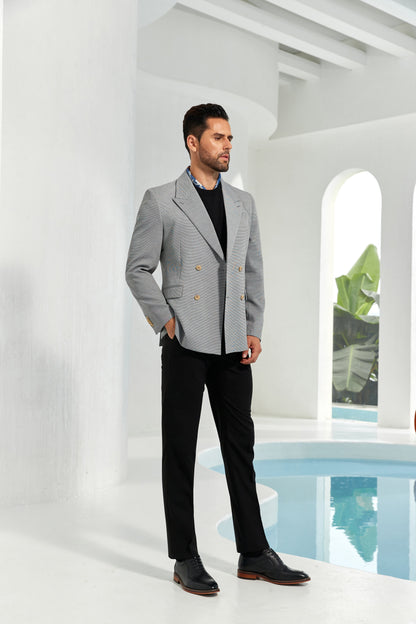 ly1095 Grey Business Men's Double Breasted Blazer