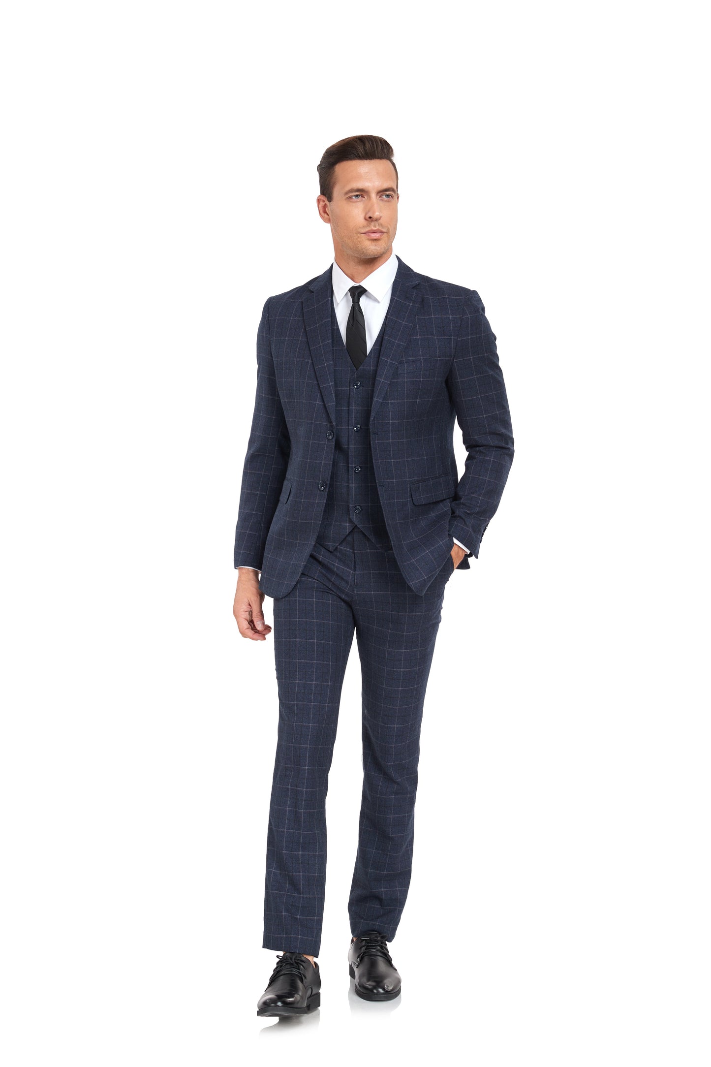 ly1302 Plaid Men's 3 Piece Slim Fit Suit Set (MORE COLORS+)