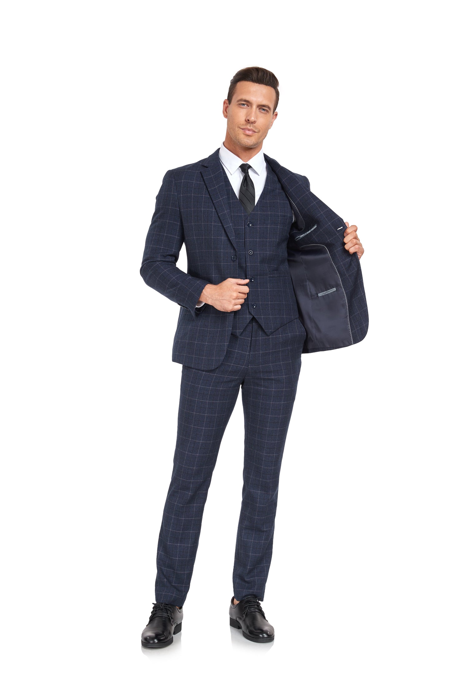 ly1302 Plaid Men's 3 Piece Slim Fit Suit Set (MORE COLORS+)