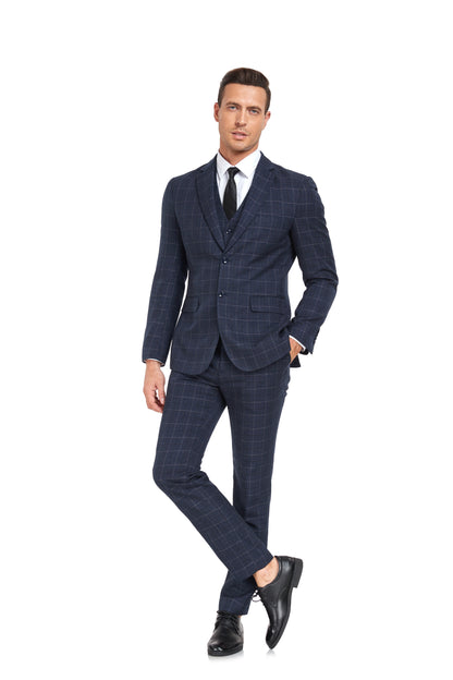 ly1302 Plaid Men's 3 Piece Slim Fit Suit Set (MORE COLORS+)