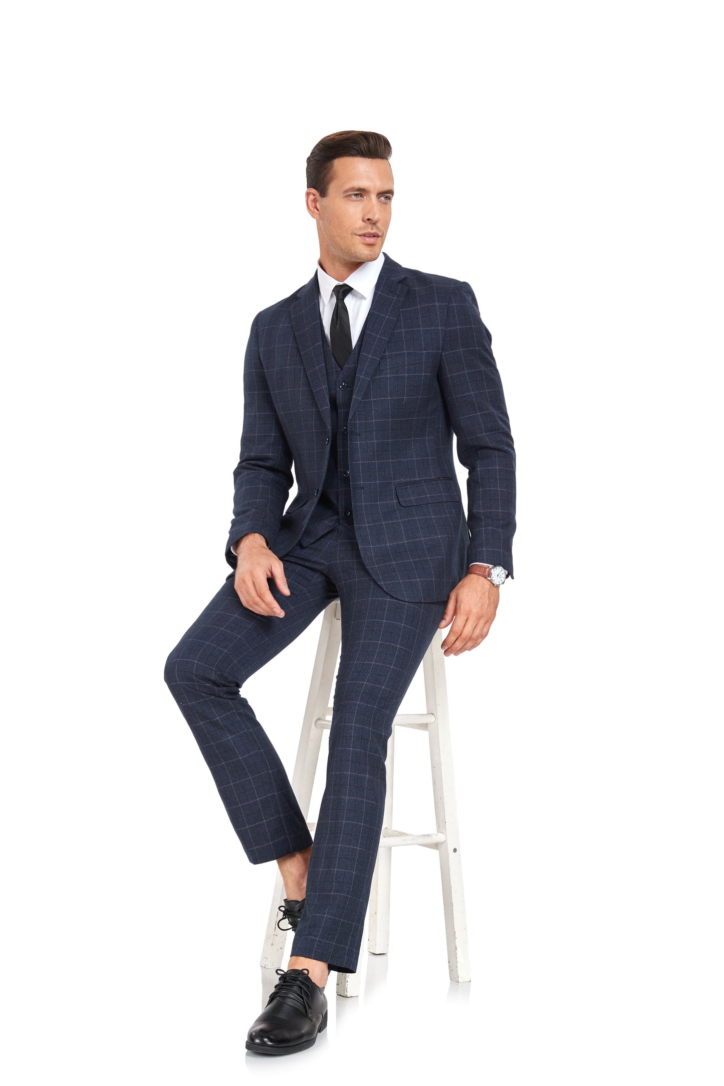 ly1302 Plaid Men's 3 Piece Slim Fit Suit Set (MORE COLORS+)