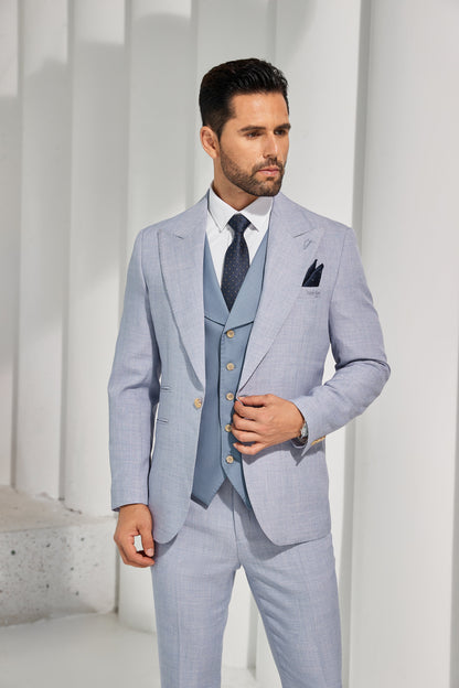 ly1045 Light Blue New Summer 2 Pieces Men's Suits Jacket and Pants