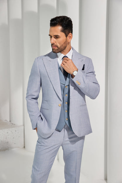 ly1045 Light Blue New Summer 2 Pieces Men's Suits Jacket and Pants