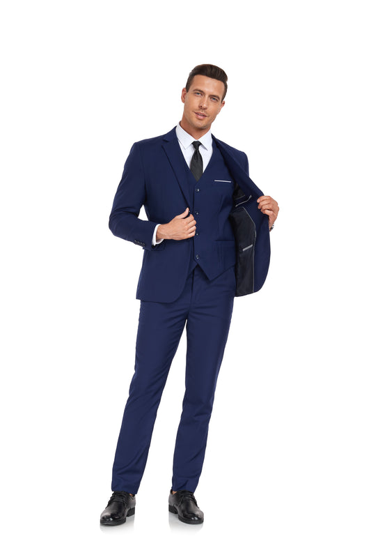 Navy Gentleman's Groomsmen Party Business Banquet 3 Piece Men Suits